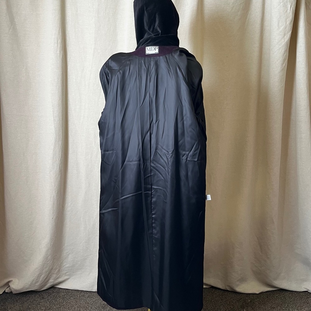 Vintage MDP Mario De‎ Pinto Plum Purple Hooded Pure Wool Long Coat M 8/10 - Picture 5 of 10